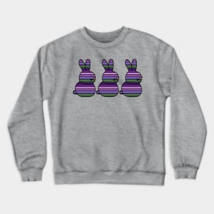 Easter Bunny likes Three Bunnies Lavender Stripes Crewneck Sweatshirt